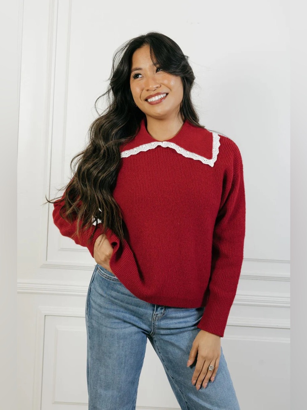 Love Olive Co. Brandie Sweater in Red